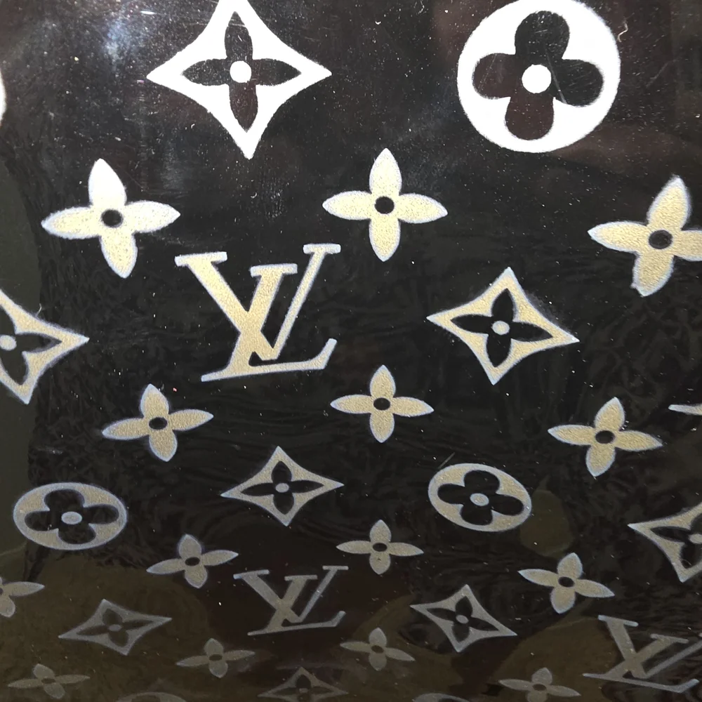Designer Black and Tan Monogram Tote - Picture 10 of 11